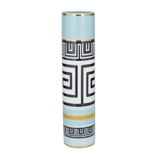 Teal Stoneware Modern Vase, 21" x 5" x 5"